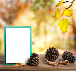 Wall Mural - autumn greeting card with pinecones