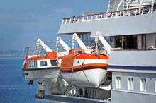 Safety Lifeboat On Deck Of A Cruise Ship