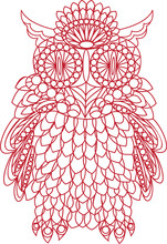 Decorative Bird - Owl Is Made Of Lace, Isolated On White Backgro