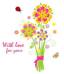 Canvas Print - Cartoon with greeting bouquet