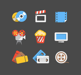 Poster - Cinema web flat design icons collection