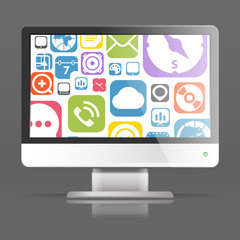 Leinwandbilder - Modern lcd monitor with icon interface