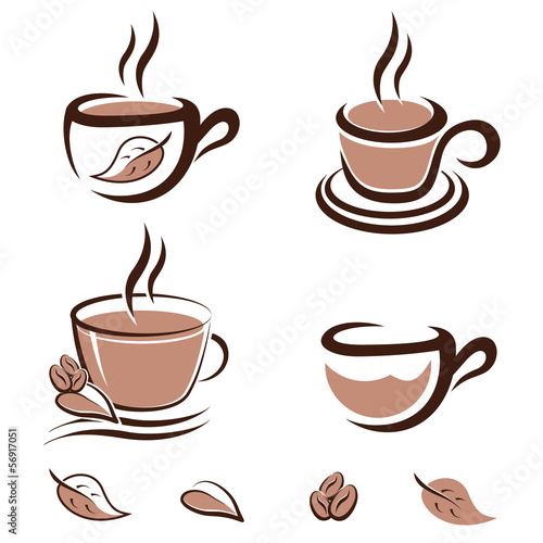 Naklejka dekoracyjna Kaffee, Tee, Kakao - icons