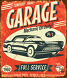 Grunge retro car service sign. Vector illustration.