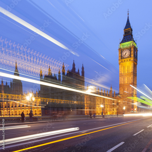 Naklejka samoprzylepna Big Ben oświetlony nocą, Londyn
