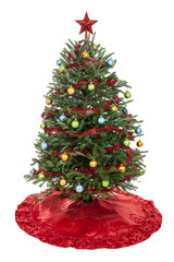 Wall Mural - Christmas Tree Decorated isolated on white