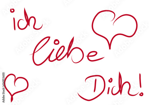 Ich Liebe Dich Herzen Rot Handschrift Buy This Stock Vector