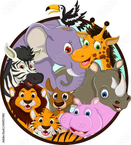 Obraz w ramie cute animals cartoon collection