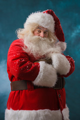 Santa Claus standing outdoors at north pole