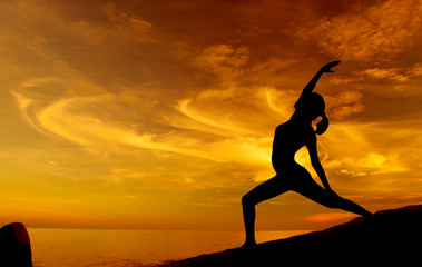 Poster - Sunrise yoga at beach