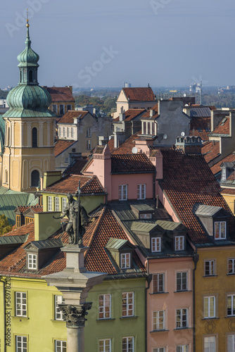 Board z aluminiowym obramowaniem Kamienice fasady starego miasta w warszawie