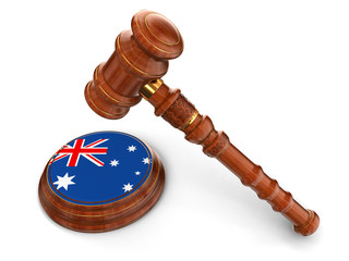 Sticker - Wooden Mallet and Australian flag (clipping path included)