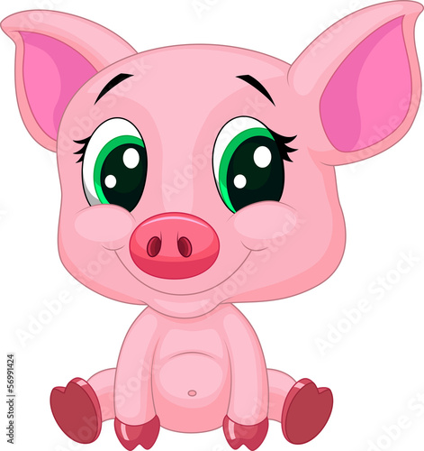 Nowoczesny obraz na płótnie Cute baby pig cartoon