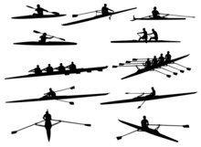 Rowing Silhouettes - Vector