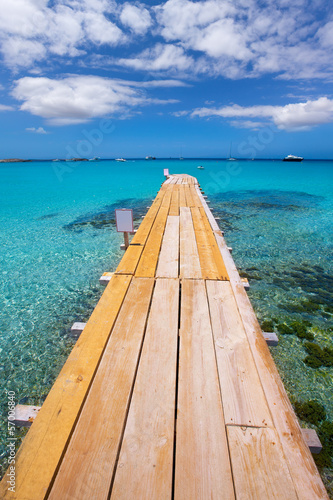 Plakat na papierze fotorealistycznym Formentera ses illetes beach pier illetas i ibiza
