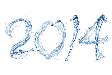 happy new year 2014 by water drop