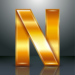 Poster - Letter metal gold ribbon - N