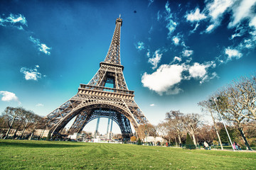Wall Mural - Paris, France. Wonderful view of Tour Eiffel with gardens and co