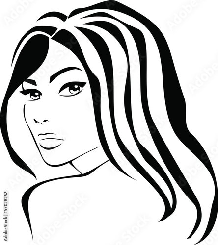 Fototapeta na wymiar Black and white Female Beauty Icon