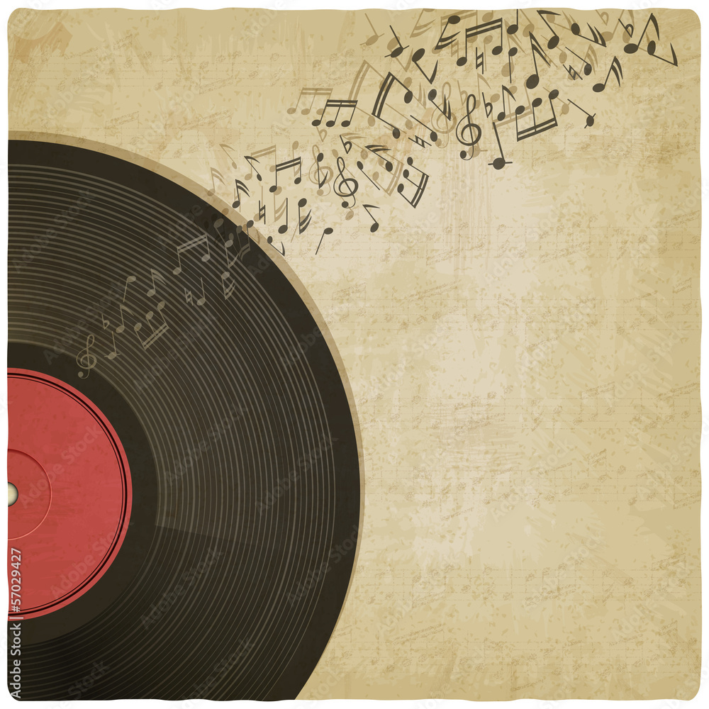 Vintage background with vinyl record - vector illustration Stock Vector ...