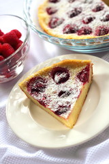 Canvas Print - Cottage cheese pie with raspberries