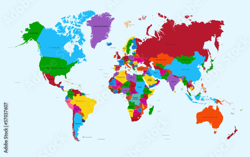 Papel de parede World map, colorful countries atlas EPS10 vector file.