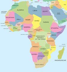 coloured political map of africa