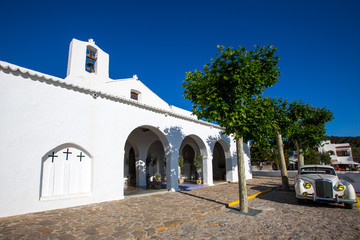 Sticker - Ibiza Sant Carles de Peralta white church in Balearic