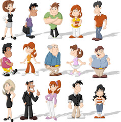 Group of cute happy cartoon people