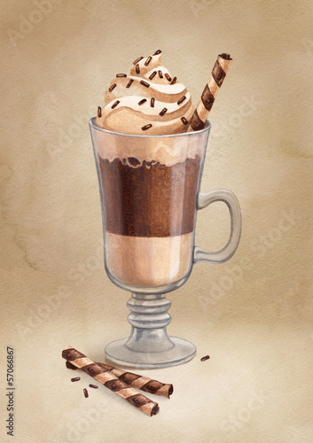 Board z aluminiowym obramowaniem Filiżanka kawy latte. 