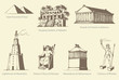 Vector symbols of The Seven Wonders of Ancient WORLD