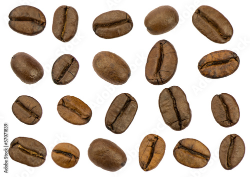 Fotografie, Obraz Roasted coffee beans isolated. Separate clipping paths