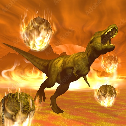 Fotoboard na płycie Tyrannosaurus dinozaury exctinction - 3d render