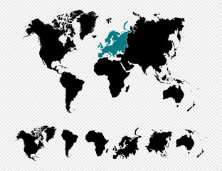 Poster - Black silhouette isolated World map EPS10 vector file.