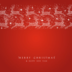 Fototapete - Merry Christmas reindeer decorations elements border.