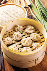 dumpling in bambus steamer