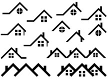 House Roof Set Illustrated On White