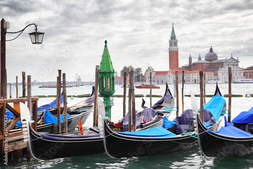 Fototapeta na wymiar Gondolas near Saint Mark square