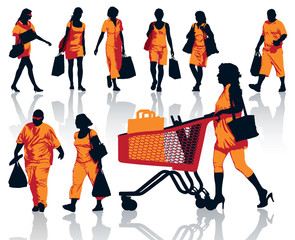 Wall Mural - Shopping people