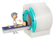 MRI Scanm Doctor and little boy, 3d