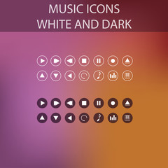 Wall Mural - white music web icons