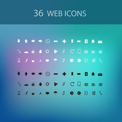 Wall Mural - white and black web icon set