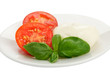 Tomate mit Mozzarella und Basilikum