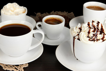 Poster - Assortment of different hot coffee drinks close up