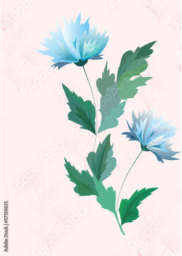 Naklejka - mata magnetyczna na lodówkę The vector blue and pink flower background