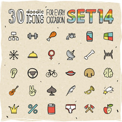 Wall Mural - 30 Colorful Doodle Icons Set 14