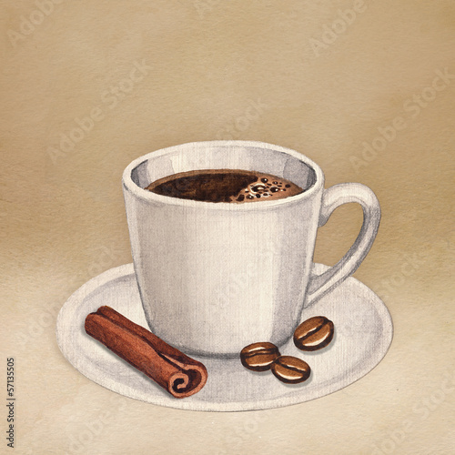 Board z aluminiowym obramowaniem Akwarela ilustracja filiżanki kawy