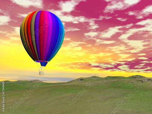 Obraz na płótnie canvas czteroczęściowy "tetraptyk" Balon na gorące powietrze - 3d render