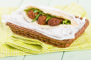 Wall Mural - Kofta Kebab - Minced meat kebabs in a pita bread.