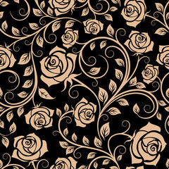 Wall Mural - Seamless pattern with rose flowers